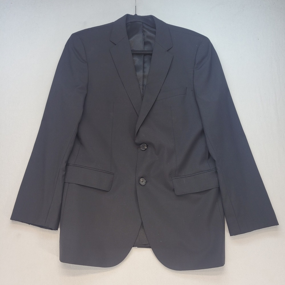 Hugo Boss Blazer Mens 38R Black 100% Virgin Wool Jacket 2 Button Single Vented